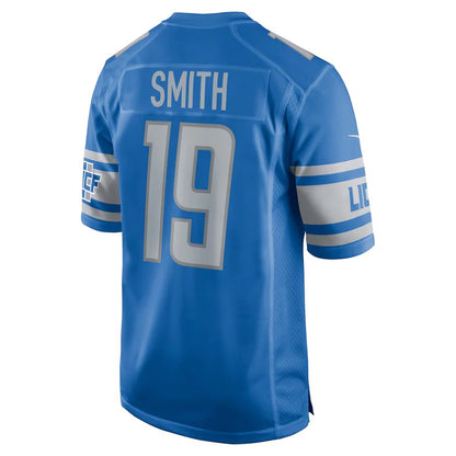 D.Lions #19 Saivion Smith Blue Player Game Jersey Stitched American Football Jerseys - Main View