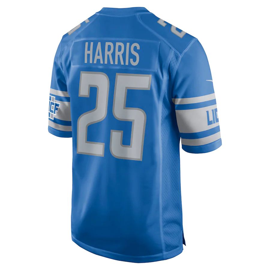 D.Lions #25 Will Harris Blue Game Jersey Stitched American Football Jerseys - Main View