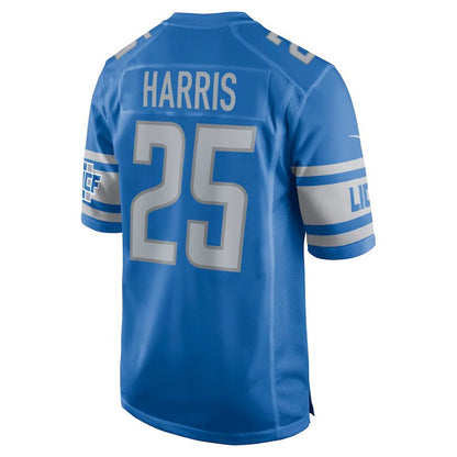 D.Lions #25 Will Harris Blue Game Jersey Stitched American Football Jerseys - Main View