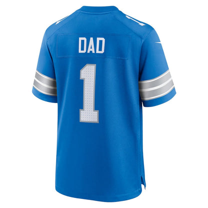 D.Lions #1 Number 1 Dad Game Jersey - Blue American Football Jerseys - Main View