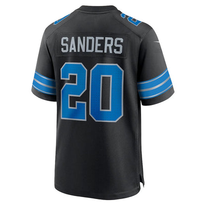 D.Lions #20 Barry Sanders 2nd Alternate Retired Player Game Jersey - Black American Football Jerseys - Main View