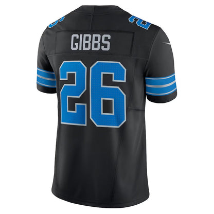 D.Lions #26 Jahmyr Gibbs 2nd Alternate Vapor F.U.S.E. Limited Jersey - Black American Football Jerseys - Main View
