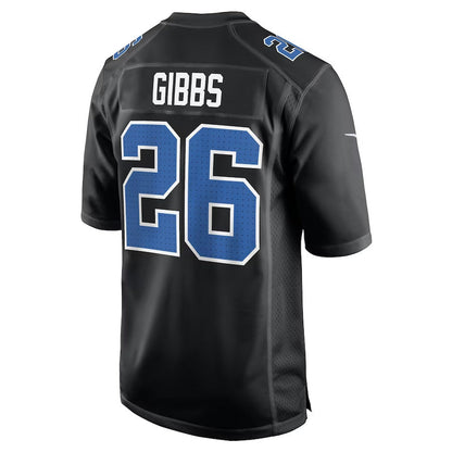 D.Lions #26 Jahmyr Gibbs Carbon Black Fashion Stitched American Football Jerseys - Main View