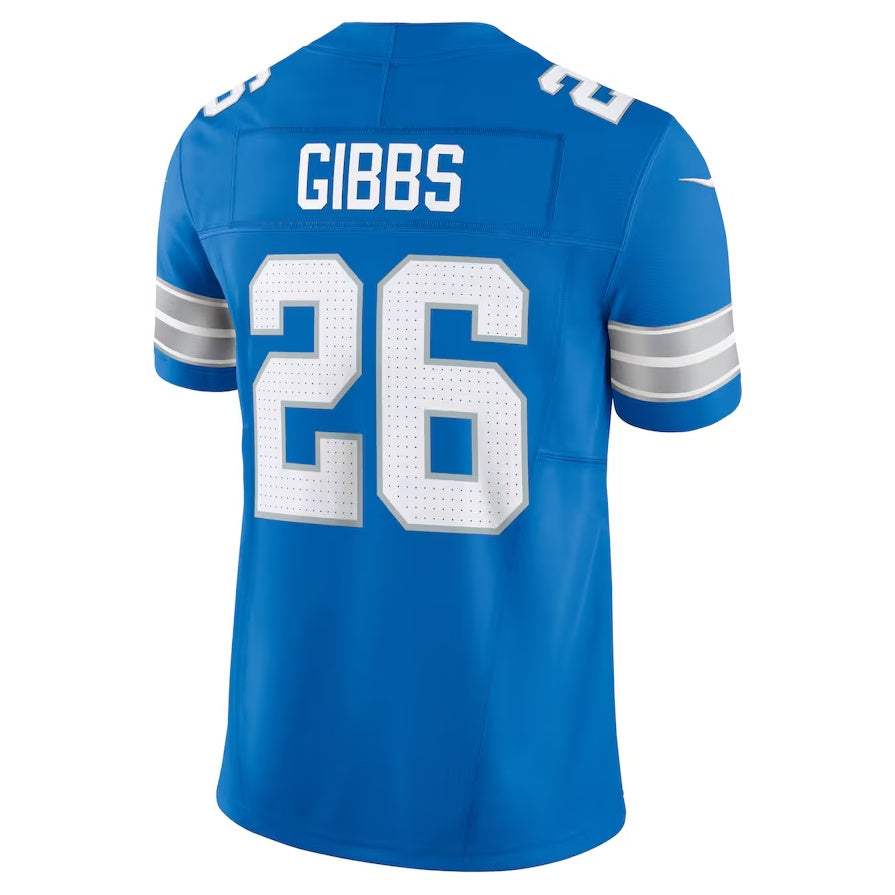 D.Lions #26 Jahmyr Gibbs Vapor F.U.S.E. Limited Jersey - Blue American Football Jerseys - Main View
