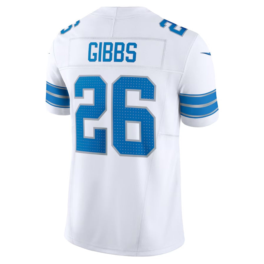 D.Lions #26 Jahmyr Gibbs Vapor F.U.S.E. Limited Jersey - White American Football Jerseys - Main View