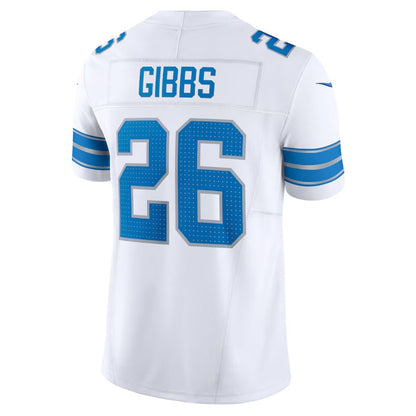 D.Lions #26 Jahmyr Gibbs Vapor F.U.S.E. Limited Jersey - White American Football Jerseys - Main View