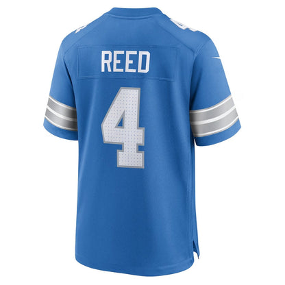 D.Lions #4 D.J. Reed Blue Team Game American Football Jerseys - Main View