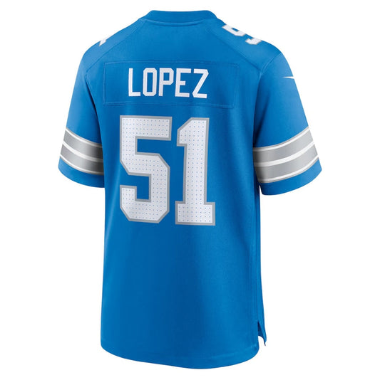D.Lions #51 Roy Lopez Blue Team Game American Football Jerseys - Main View