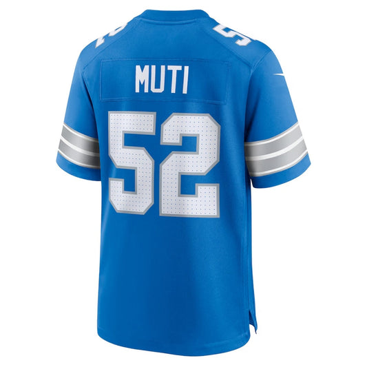 D.Lions #52 Netane Muti Game Jersey - Blue American Football Jerseys - Main View