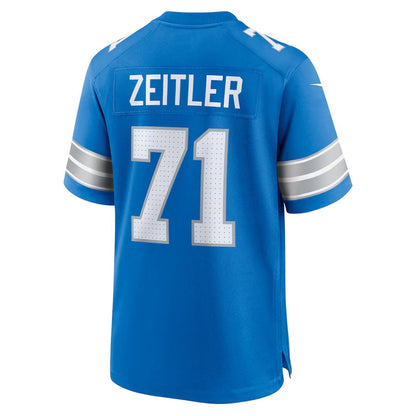 D.Lions #71 Kevin Zeitler Game Jersey - Blue American Football Jerseys - Main View
