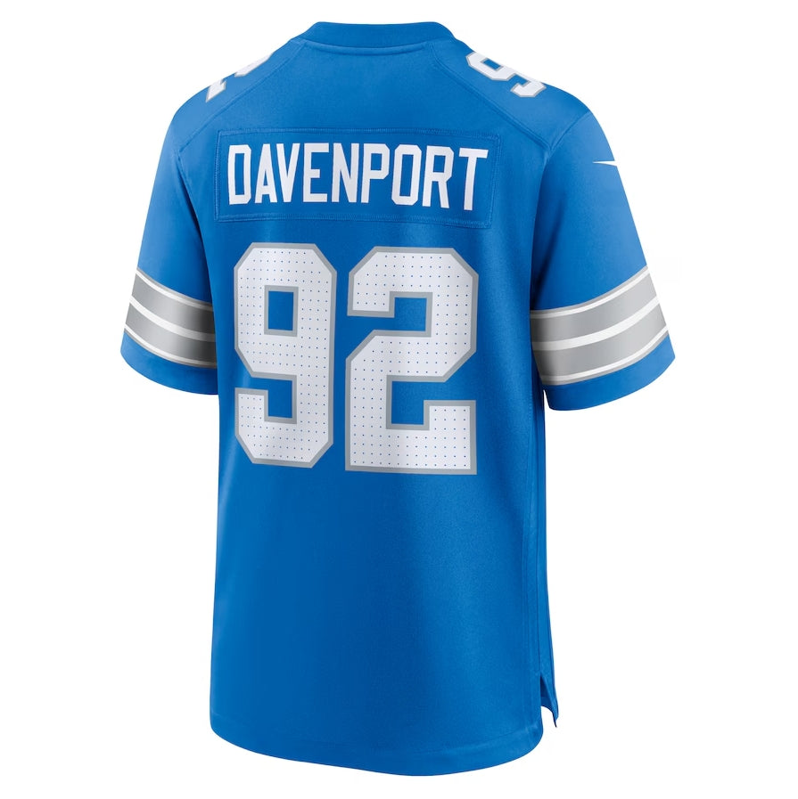 D.Lions #92 Marcus Davenport Team Game Jersey - Blue American Football Jerseys - Main View
