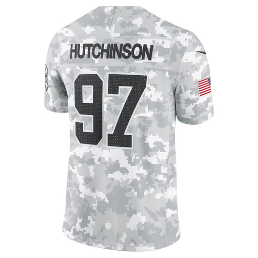 D.Lions #97 Aidan Hutchinson Arctic Camo 2024 Salute to Service Limited Stitched American Football Jerseys - Main View