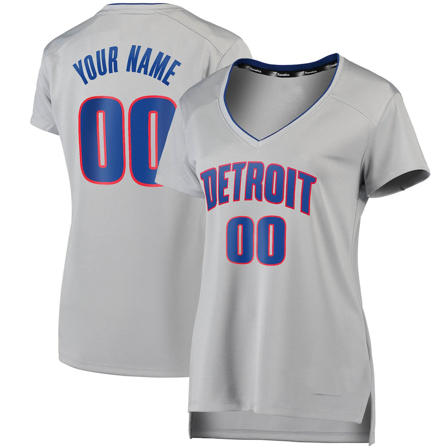 Custom D.Pistons Fanatics Branded Fast Break Replica Jersey Silver Statement Edition American Stitched Basketball Jersey - Main View