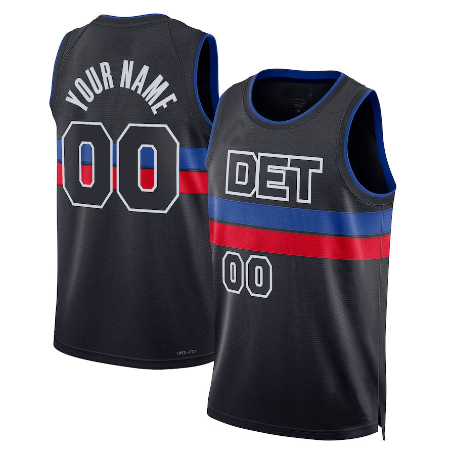 Custom D.Pistons Jordan Brand Unisex 2022-23 Swingman Jersey Statement Edition Black American Stitched Basketball Jersey - Main View