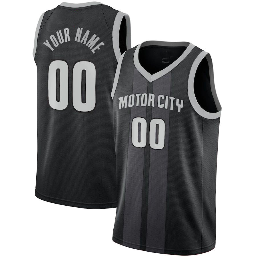 Custom D.Pistons 2018-19 Swingman Jersey City Edition Black Statement Edition American Stitched Basketball Jersey - Main View
