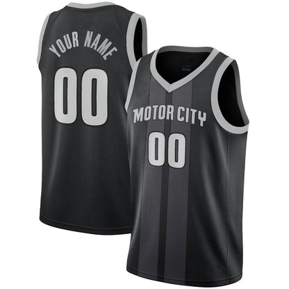 Custom D.Pistons 2018-19 Swingman Jersey City Edition Black Statement Edition American Stitched Basketball Jersey - Main View