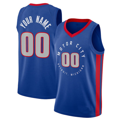 Custom D.Pistons 2020-21 Swingman Jersey Blue City Edition American Stitched Basketball Jersey - Main View
