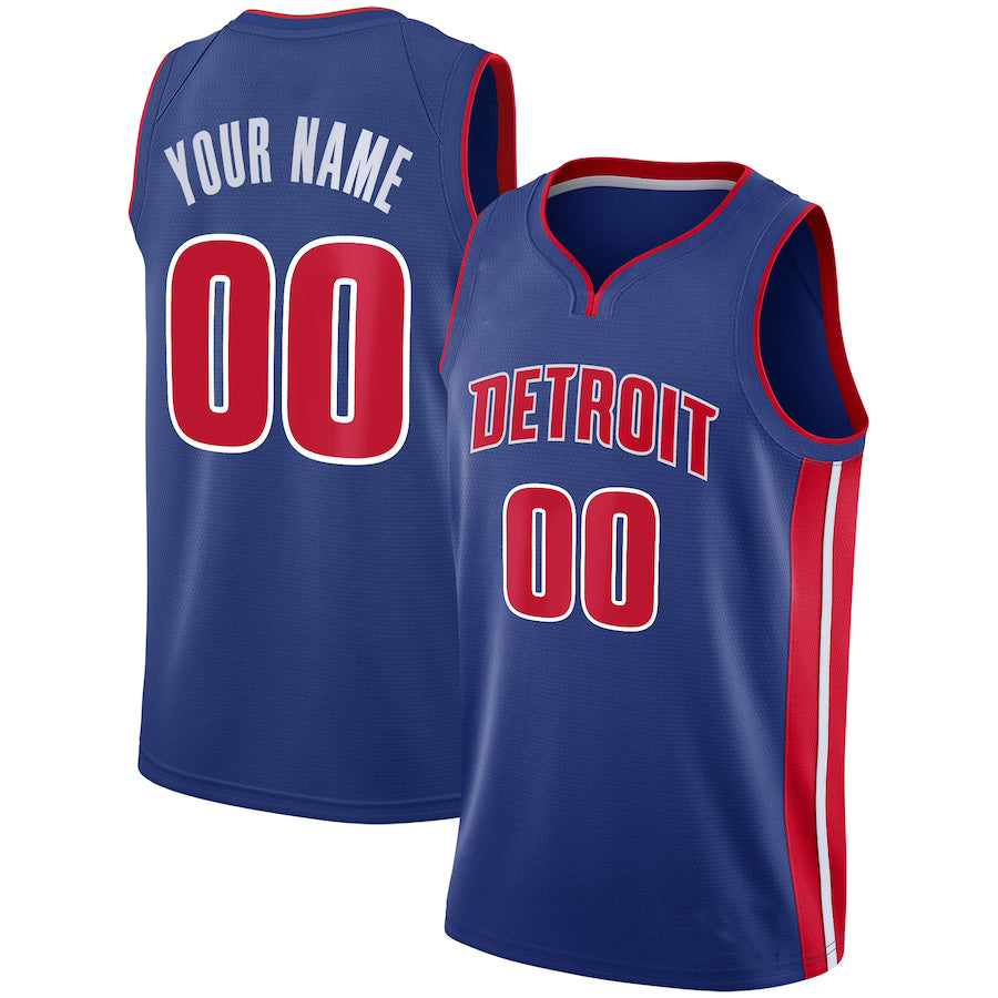 Custom D.Pistons Swingman Jersey Blue City Edition American Stitched Basketball Jersey - Main View