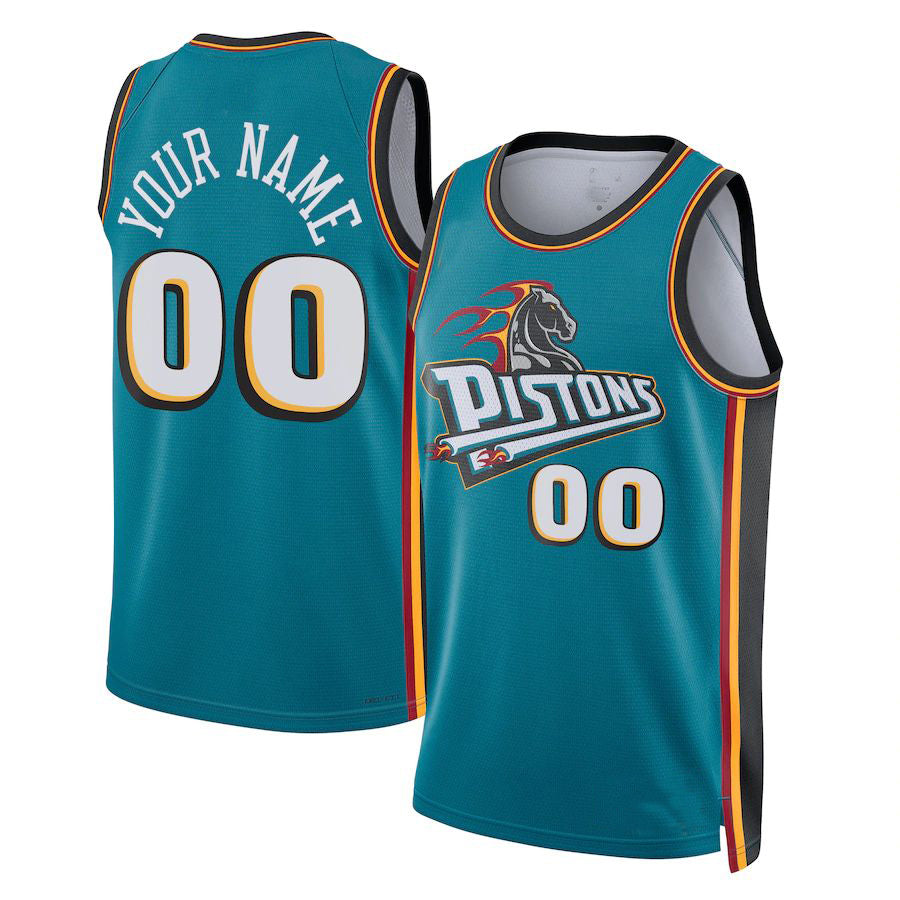 Custom D.Pistons Unisex 2022-23 Custom Swingman Jersey Classic Edition Teal American Stitched Basketball Jersey - Main View