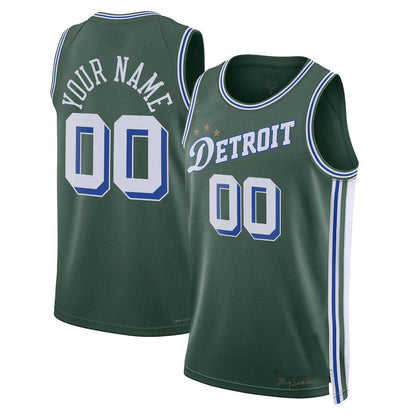 Custom D.Pistons Unisex 2022-23 Swingman Jersey  City Edition Green American Stitched Basketball Jersey - Main View