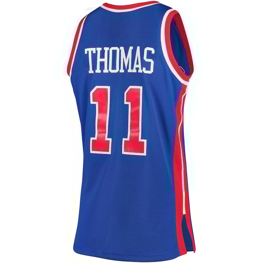 D.Pistons #11 Isiah Thomas Mitchell & Ness 1988-89 Hardwood Classics Swingman Jersey - Blue American Basketball Jersey - Main View