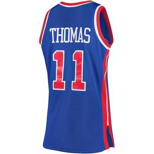 D.Pistons #11 Isiah Thomas Mitchell & Ness 1988-89 Hardwood Classics Swingman Jersey - Blue American Basketball Jersey - Main View