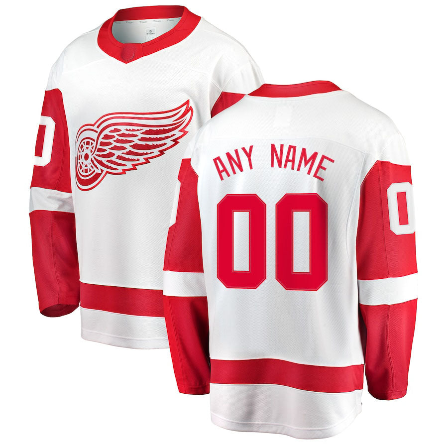 Custom D.Red Wings Fanatics Branded Away Breakaway Jersey White Stitched American Hockey Jerseys - Main View