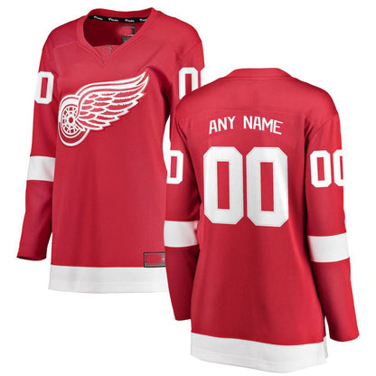 Custom D.Red Wings Fanatics Branded Home Breakaway Jersey Red Stitched American Hockey Jerseys - Main View