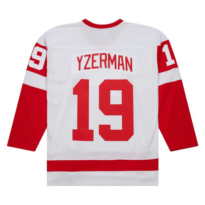 D.Red Wings #19 Steve Yzerman Mitchell & Ness 1983-84 Blue Line Player Jersey - White American Hockey Jerseys - Main View
