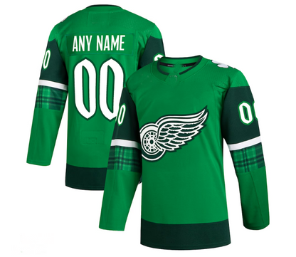 Custom D.Red Wings 2023 St. Patrick's Day Primegreen Authentic Custom Jersey - Kelly Green Stitched American Hockey Jerseys - Main View