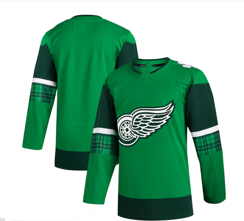 D.Red Wings 2023 St. Patrick's Day Primegreen Authentic Jersey - Kelly Green Stitched American Hockey Jerseys - Main View
