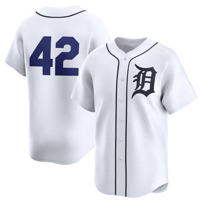 Detroit Tigers 2024 #42 Jackie Robinson Day Home Limited Jersey – White Stitches Baseball Jerseys - Main View