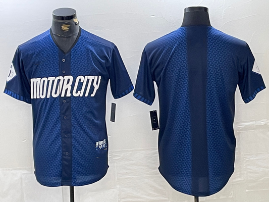 Detroit Tigers Blank 2024 Navy City Connect Cool Base Limited Stitched Baseball Jerseys - Main View