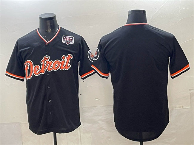 Detroit Tigers Blank Navy 2026 Alternate USA 250' Patch Vapor Premier Limited Stitched Baseball Jersey - Main View