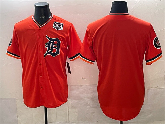 Detroit Tigers Blank Orange 2026 Alternate USA 250' Patch Vapor Premier Limited Stitched Baseball Jersey - Main View