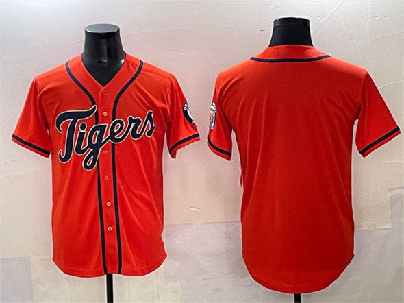 Detroit Tigers Blank Orange With Patch Cool Base Stitched Baseball Jersey - Main View