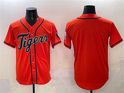 Detroit Tigers Blank Orange With Patch Cool Base Stitched Baseball Jersey - Main View