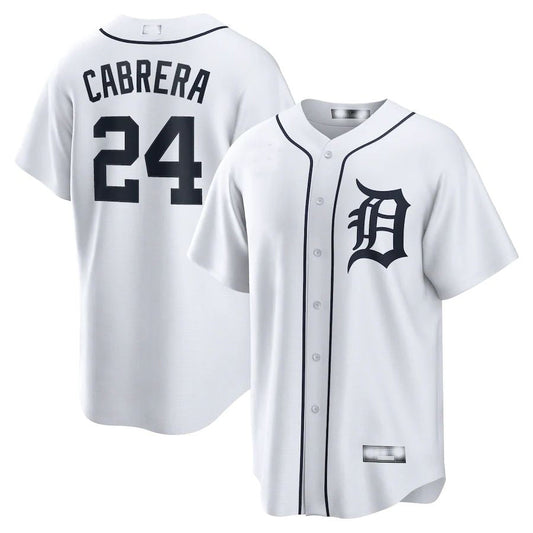 Detroit Tigers #24 Miguel Cabrera White Home Replica Player Name Jersey Baseball Jerseys - Main View