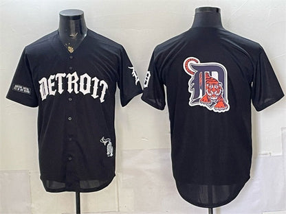 Detroit Tigers Team Big Logo 2026 Black 'Motor Gothic Edition' Vapor Premier Limited Stitched Jersey - Main View
