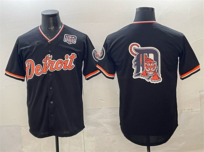 Detroit Tigers Team Big Logo Navy 2026 Alternate USA 250' Patch Vapor Premier Limited Stitched Baseball Jersey - Main View