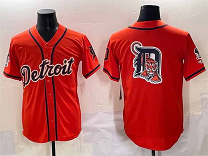 Detroit Tigers Team Big Logo Orange With Patch Vapor Premier Limited Stitched Baseball Jersey - Main View