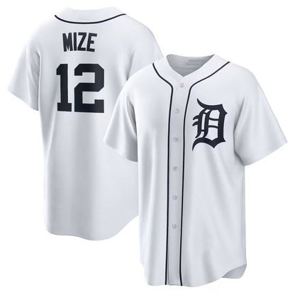 Detroit Tigers #12 Casey Mize Home Replica Jersey - White Stitched Baseball Jersey - Main View