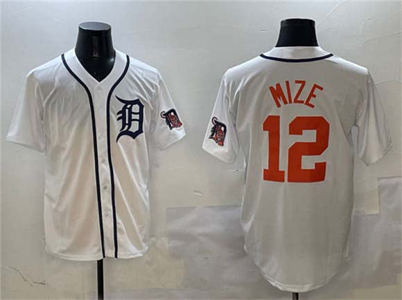 Detroit Tigers #12 Casey Mize White With Patch Cool Base Stitched Baseball Jersey - Main View