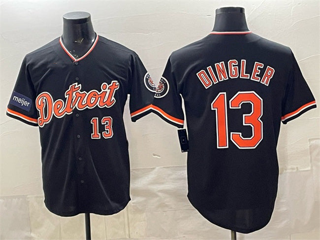 Detroit Tigers #13 Dillon Dingler Black 2026 Meijer Patch Alternate Vapor Premier Limited Stitched Baseball Jersey - Main View