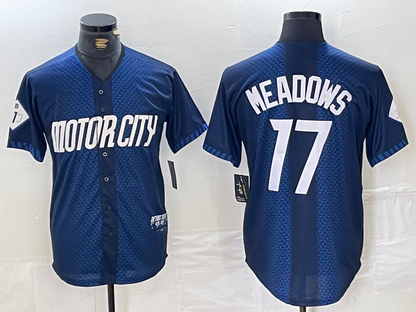 Detroit Tigers #17 Parker Meadows Navy 2024 City Connect Cool Base Limited Stitched Baseball Jersey - Main View