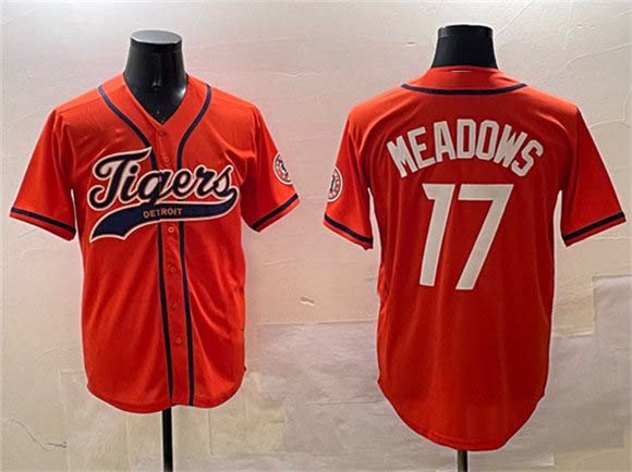 Detroit Tigers #17 Parker Meadows Orange With Patch Cool Base Stitched Baseball Jersey - Main View
