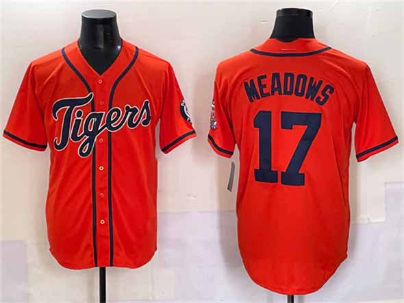 Detroit Tigers #17 Parker Meadows Orange With Patch Cool Base Stitched Baseball Jersey - Main View