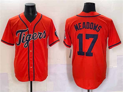 Detroit Tigers #17 Parker Meadows Orange With Patch Cool Base Stitched Baseball Jersey - Main View