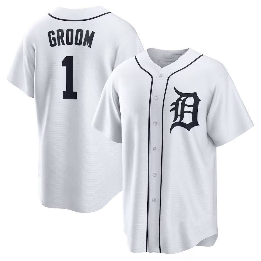 Detroit Tigers #1 Groom Home Replica Jersey - White Stitched Baseball Jersey - Main View