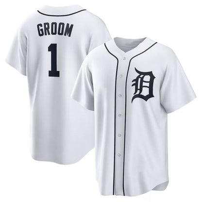 Detroit Tigers #1 Groom Home Replica Jersey - White Stitched Baseball Jersey - Main View